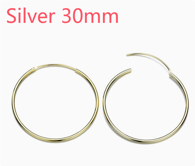 Vintage Glossy Geometry Round Circle Black Gold Silver Color Earrings for Women Kolczyki Damskie Hoop Earring Pendientes Mujer