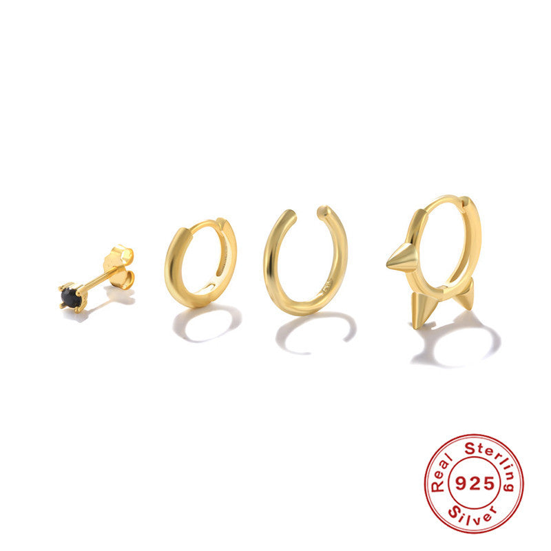 S925 Sterling Silver Punk Earrings Set