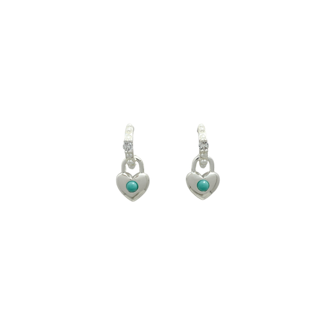 Blue Turquoise Vintage Simple And Versatile C Hoop Gold Silver Earrings
