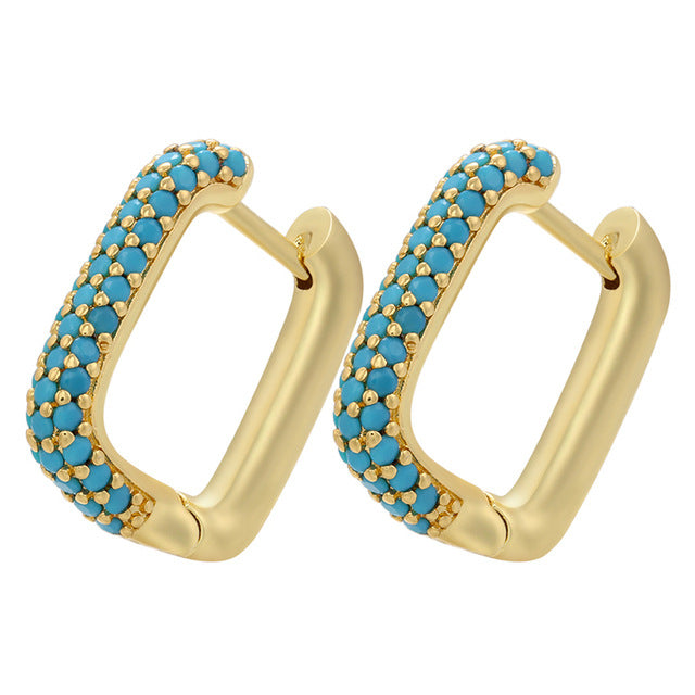 Gold And Silver Small Hoop Crystal Women's Rainbow Earrings Fashion Jewelry Batch