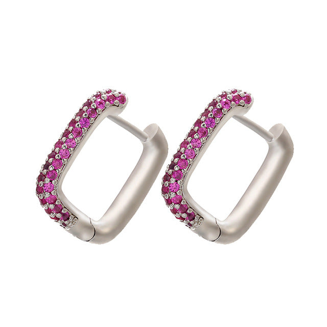 Gold And Silver Small Hoop Crystal Women's Rainbow Earrings Fashion Jewelry Batch