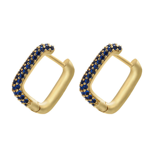 Gold And Silver Small Hoop Crystal Women's Rainbow Earrings Fashion Jewelry Batch
