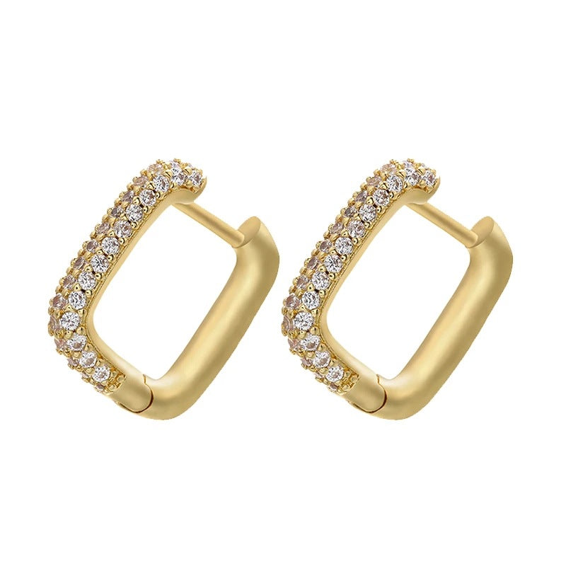 Gold And Silver Small Hoop Crystal Women's Rainbow Earrings Fashion Jewelry Batch
