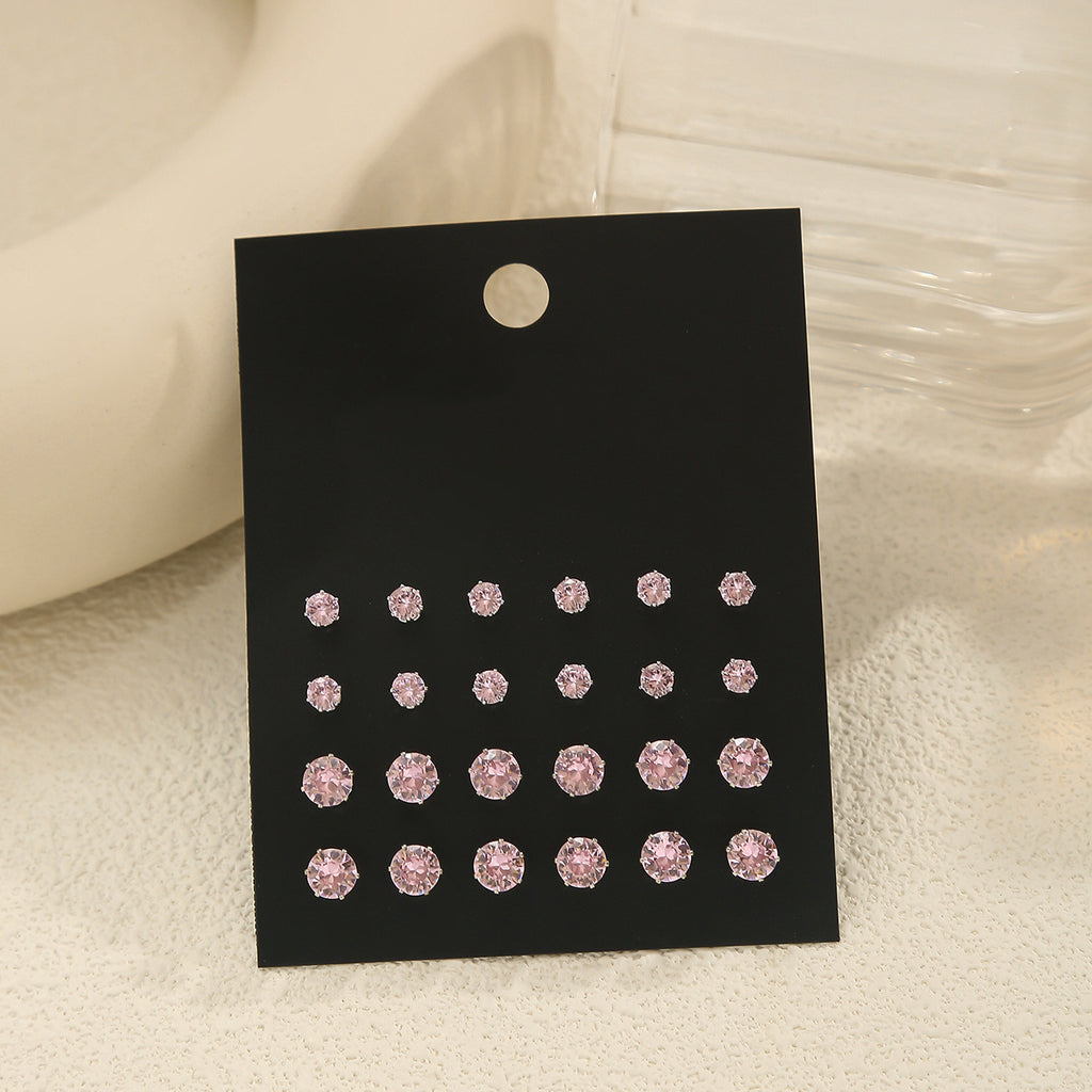 Pink Round Women's Earrings Set