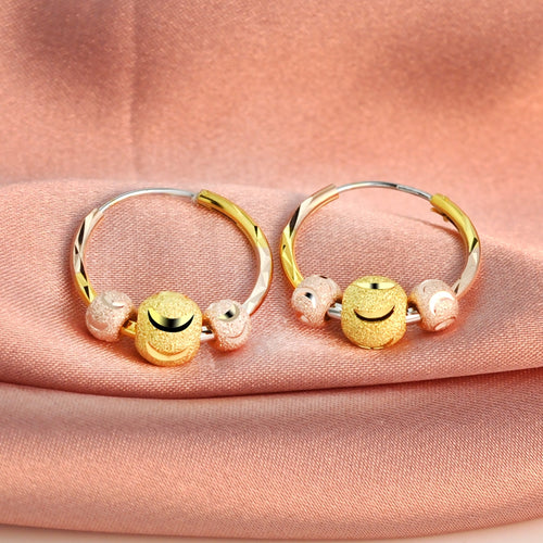 925 Sterling Silver 18k Color Gold Transfer Bead Earrings Female Color Silver Earrings