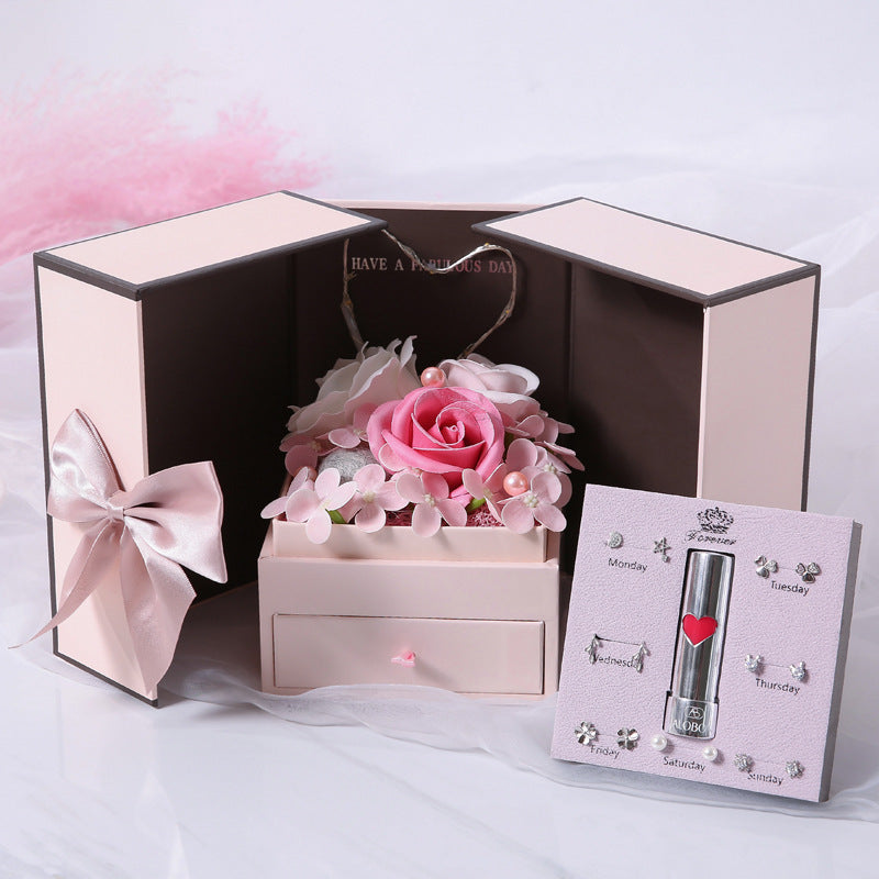 Mothers Day Gift Double Door Rose Gift Box Jewelry Creative Decorate Boxs