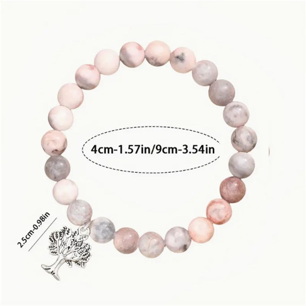 Fashion Natural Stone Pinkred Zebra Tree Of Life Gifts Big Little Sister Bracelet Birthday Jewelry Girls Braclet Gifta For Girl Boy