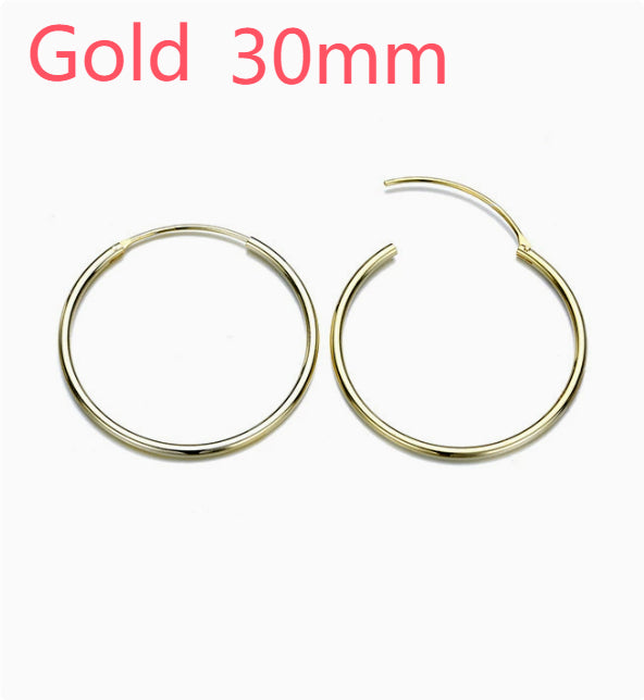 Vintage Glossy Geometry Round Circle Black Gold Silver Color Earrings for Women Kolczyki Damskie Hoop Earring Pendientes Mujer
