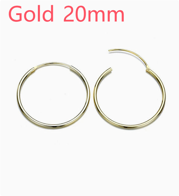 Vintage Glossy Geometry Round Circle Black Gold Silver Color Earrings for Women Kolczyki Damskie Hoop Earring Pendientes Mujer