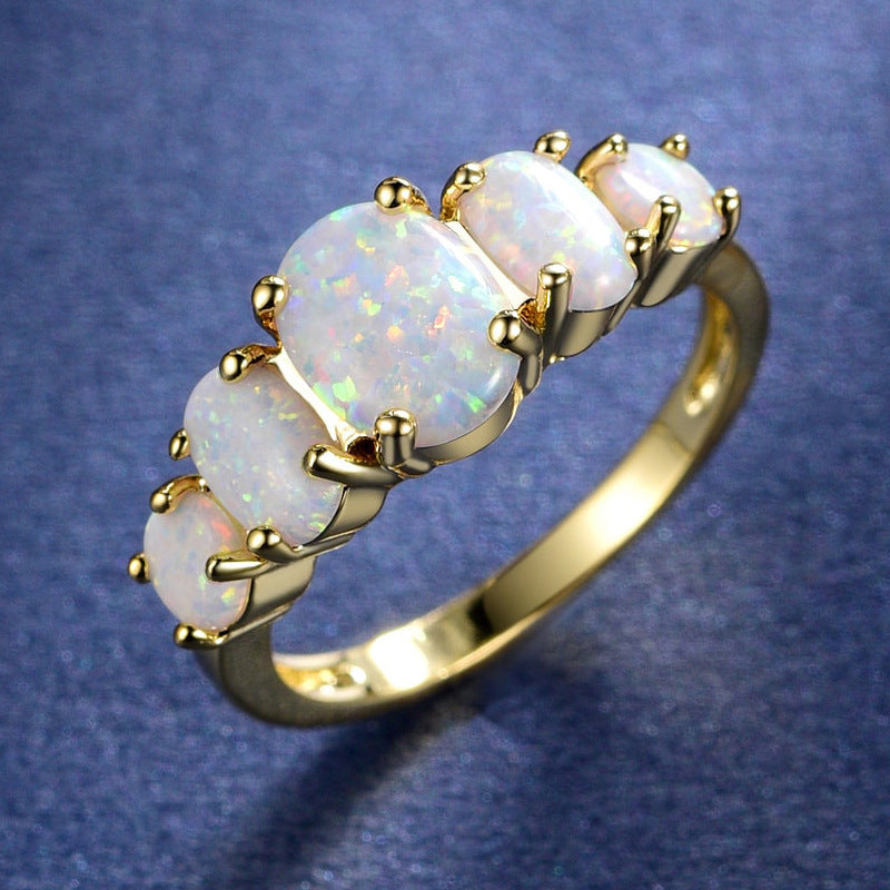 Cross-border European And American Fashion Opal Ring