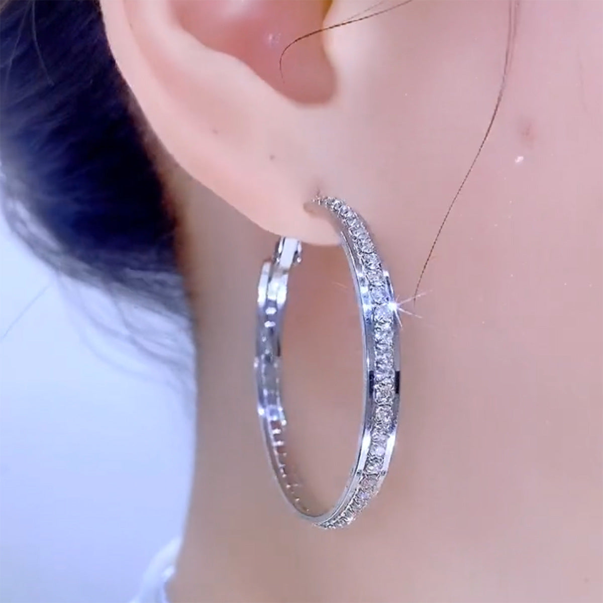 Big Hoop Earrings Fashionable Design With Diamonds