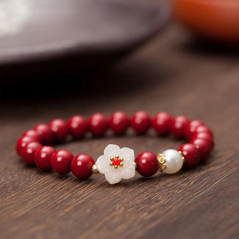 Cinnabar Peach Blossom Bracelet For Women Light Luxury Jewelry
