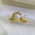 Double-pearl Natural Freshwater Pearl Ring For Women