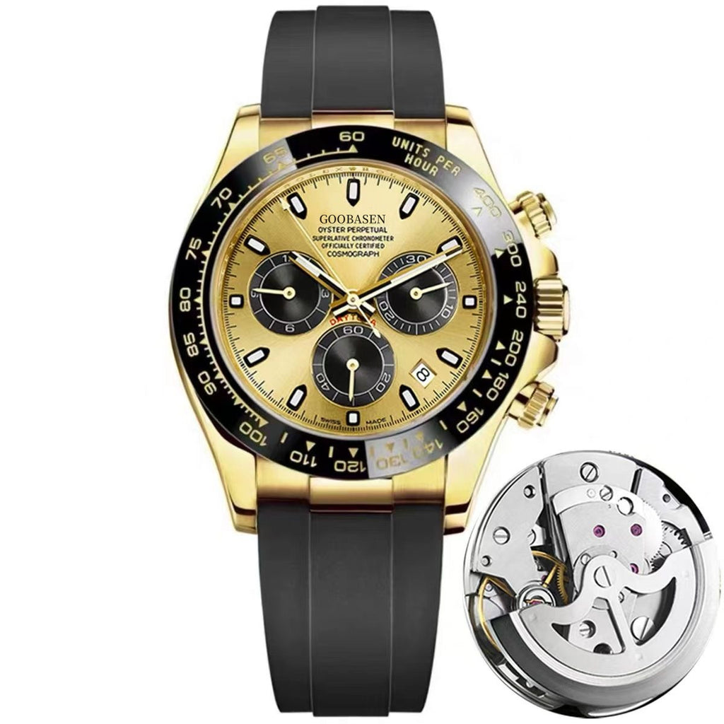 Mechanical-Style Mens Watch With Calenda Quartz Watch