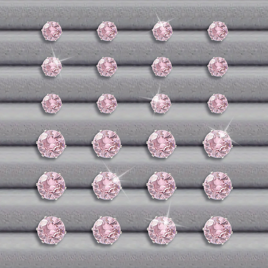 Pink Round Women's Earrings Set