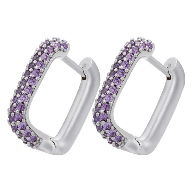 Gold And Silver Small Hoop Crystal Women's Rainbow Earrings Fashion Jewelry Batch