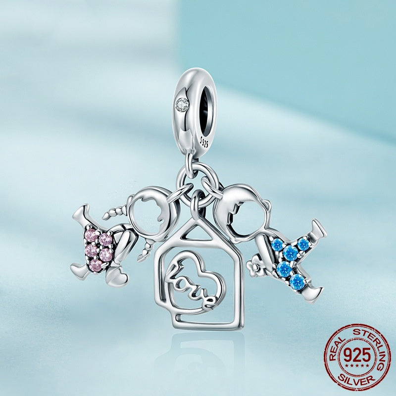 S925 Sterling Silver Boys And Girls Pendant Parts Diy Beaded Jewelry Accessories