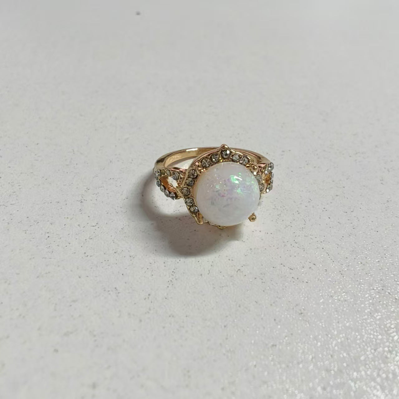 Bohemian-style Fashion Jewelry Diamond-set Opal Ring
