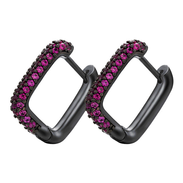 Gold And Silver Small Hoop Crystal Women's Rainbow Earrings Fashion Jewelry Batch
