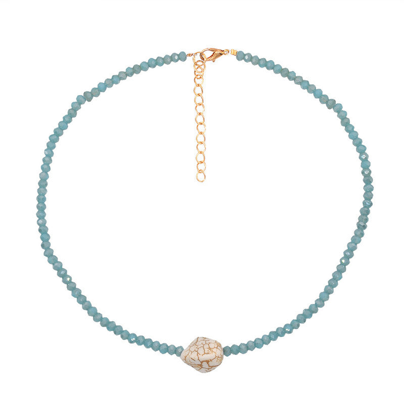 Turquoise Pearl Clavicle Chain Handmade Beaded Jewelry