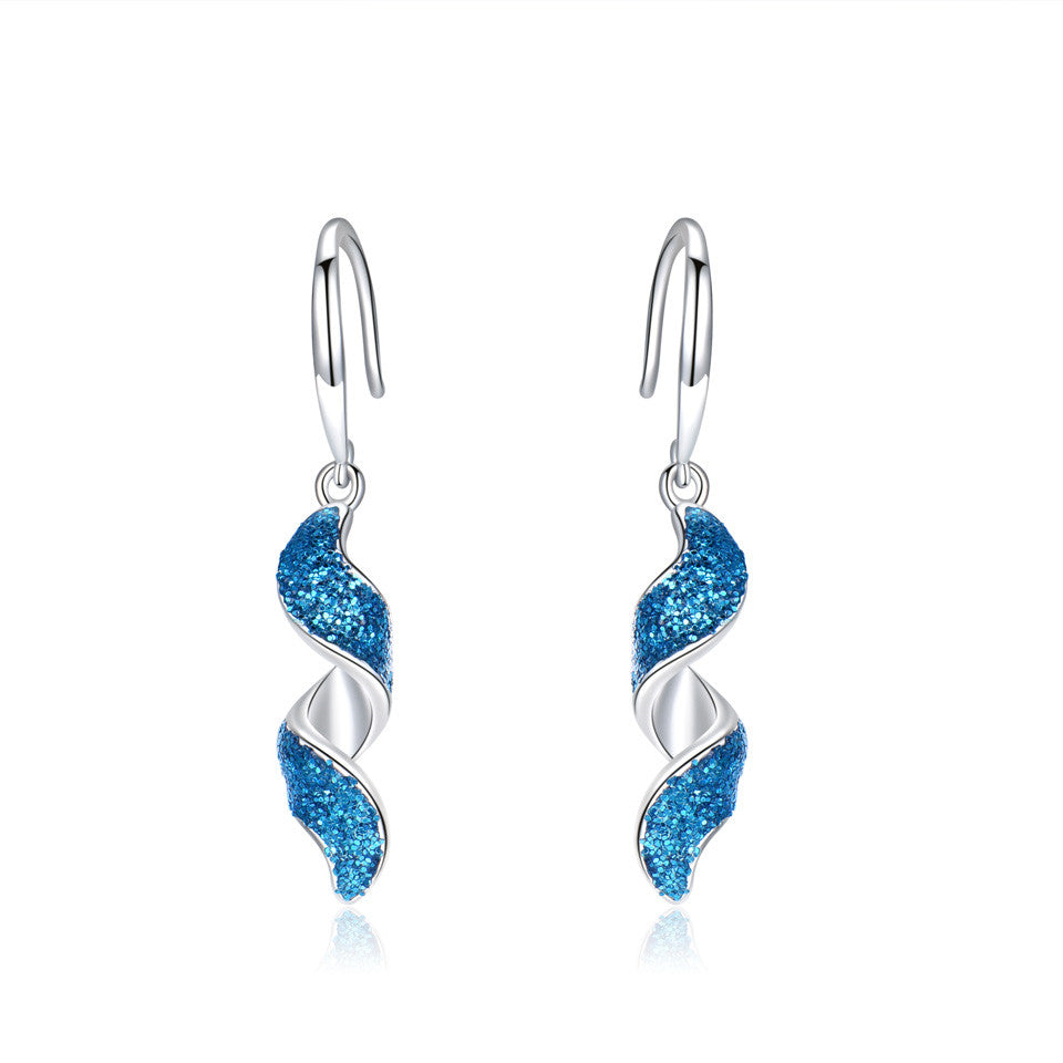 S925 Silver Gold Temperament Long Spiral Earrings