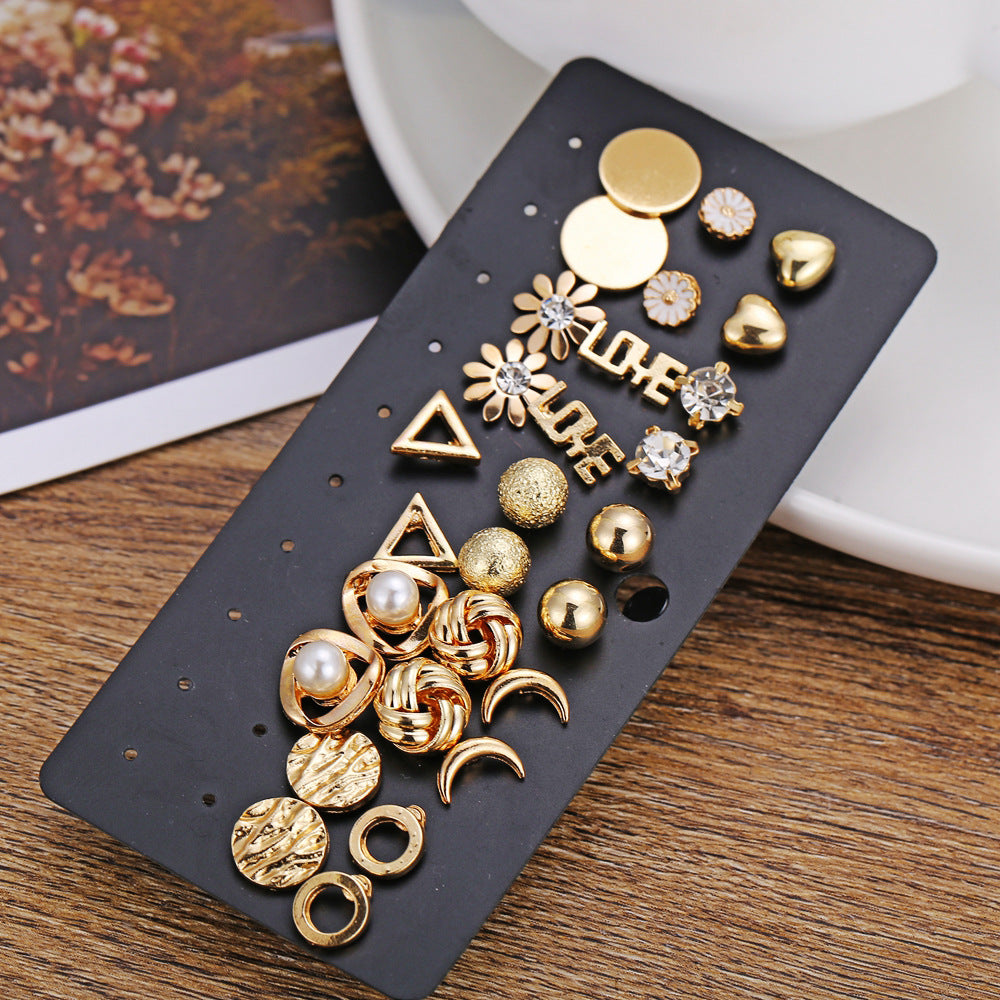 Fashion Flower Rhinestone Earrings Set
