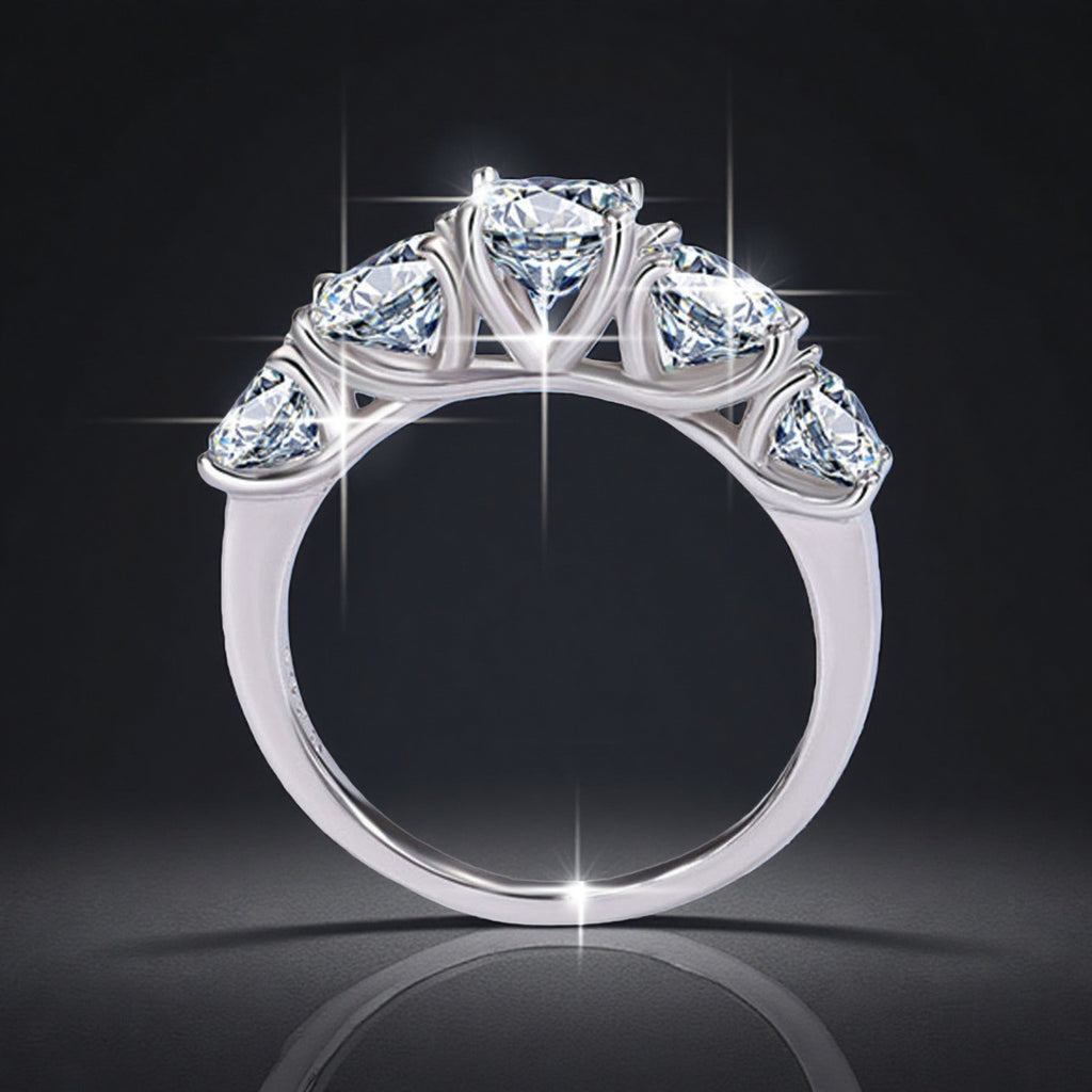 S925-stamped Lab-grown Moissanitezirconia Womens Eco-friendly Silver Ring