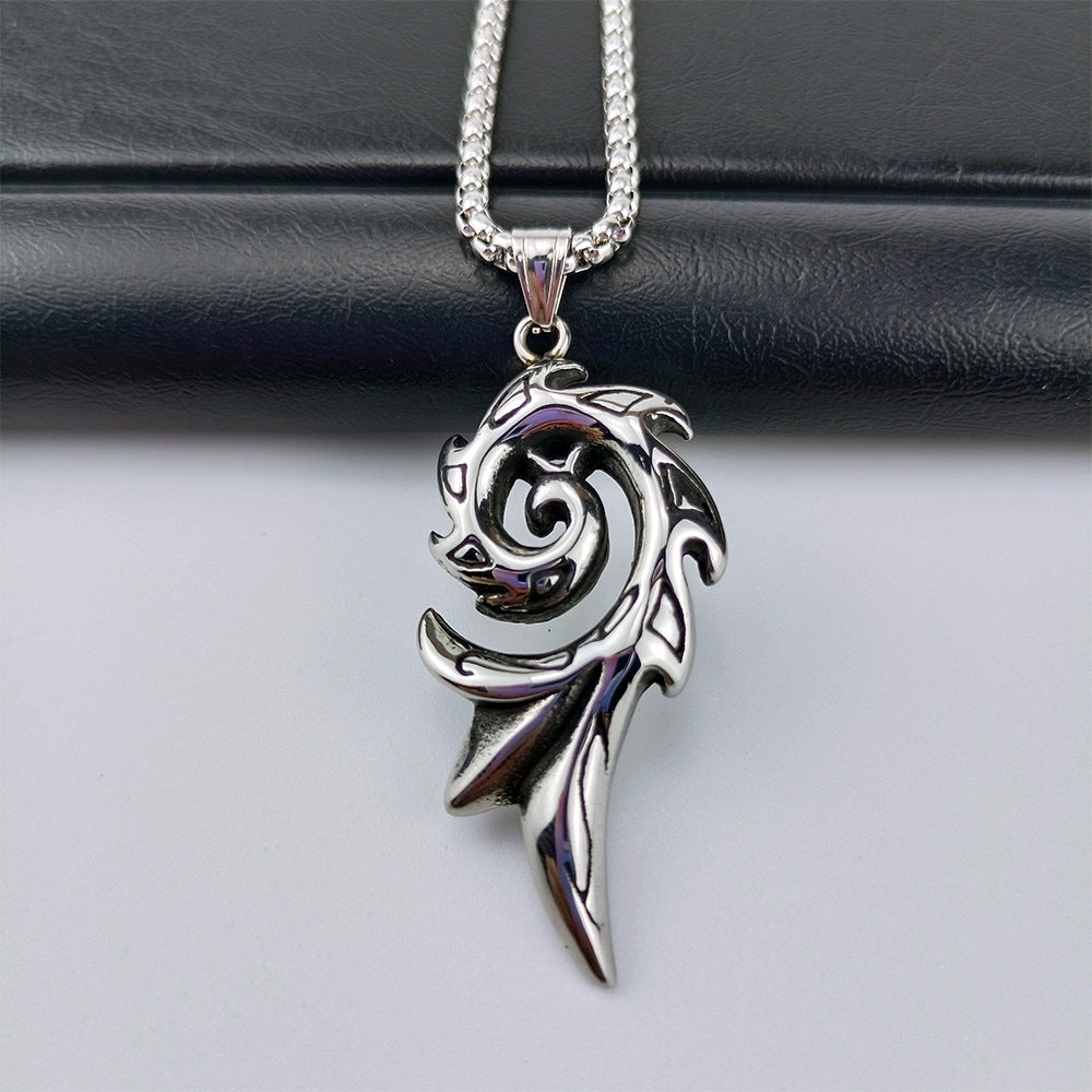 Personalized Phoenix Flame Titanium Steel Mens Pendant Necklace