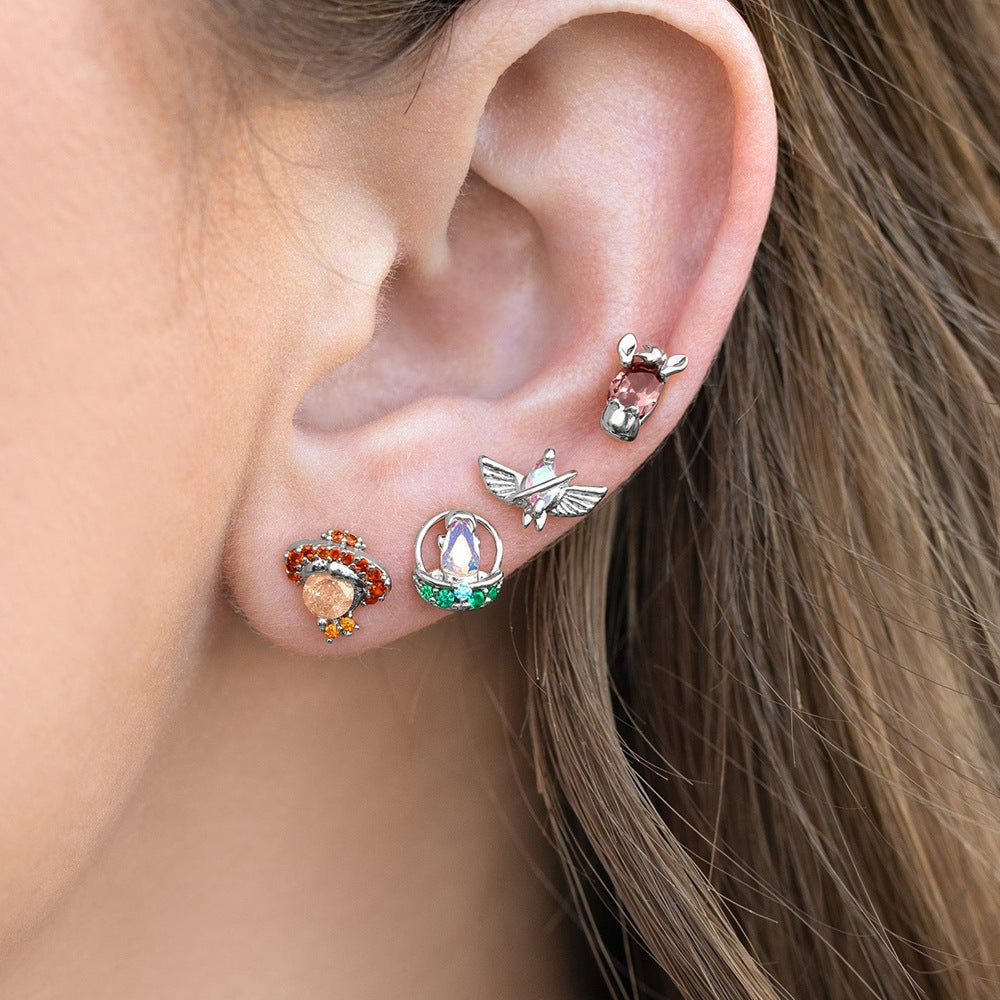 Fashion Personality Color Zircon Earrings Set