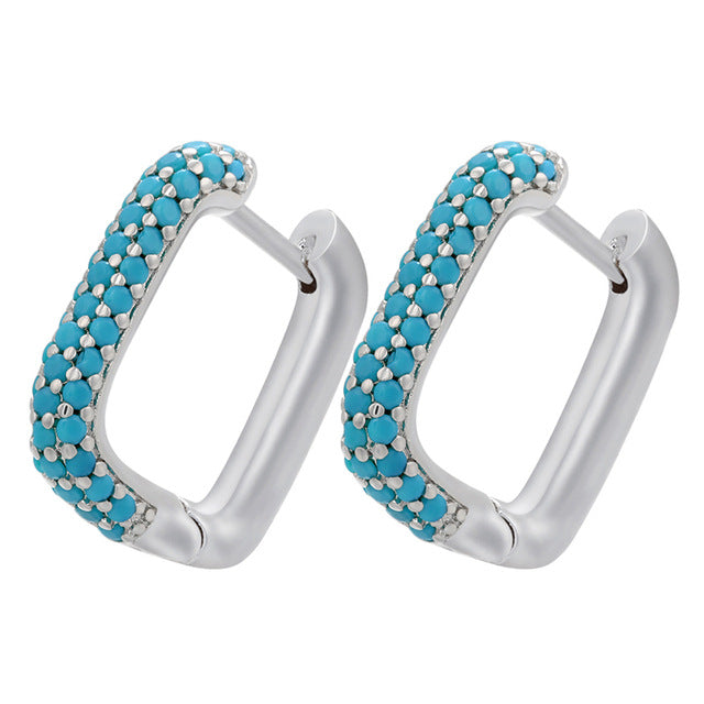 Gold And Silver Small Hoop Crystal Women's Rainbow Earrings Fashion Jewelry Batch